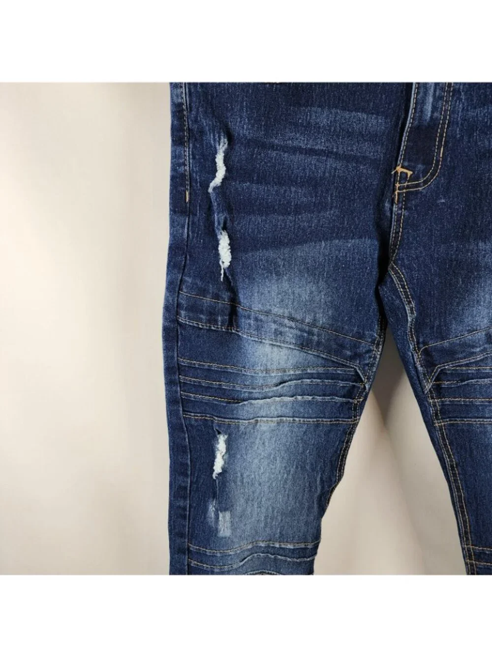 Southpole Jeans Mens 34x32 Blue Stacked Skinny Leg Distressed Denim